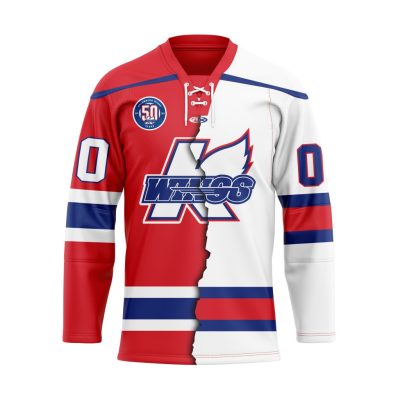 ECHL Kalamazoo Wings Personalized Mix Design Lace Hockey Jersey