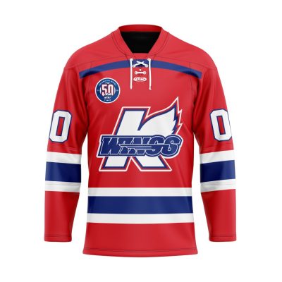 ECHL Kalamazoo Wings Personalized Red Lace Hockey Jersey