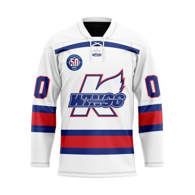 ECHL Kalamazoo Wings Personalized White Lace Hockey Jersey