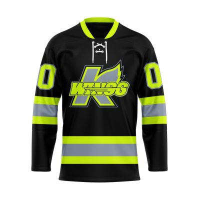 ECHL Kalamazoo Wings Special Firefighters Design Lace Hockey Jersey