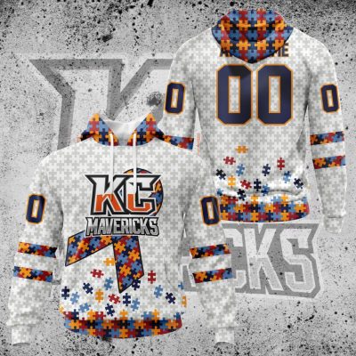 ECHL Kansas City Mavericks Autism Awareness Performance Unisex Hoodie