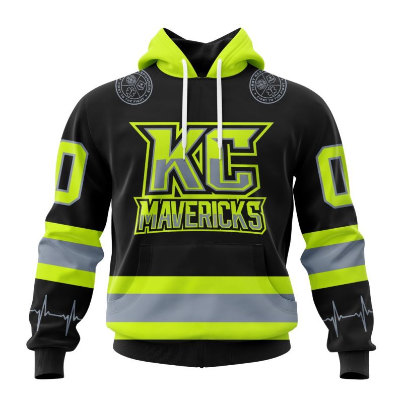 ECHL Kansas City Mavericks Design Honoring Firefighters Unisex Hoodie