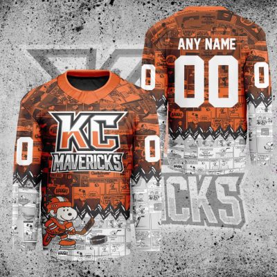ECHL Kansas City Mavericks Peanuts 75th Anniversary Hockey Jersey