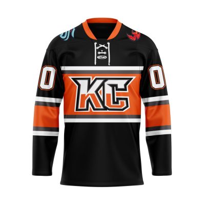 ECHL Kansas City Mavericks Personalized Black Lace Hockey Jersey