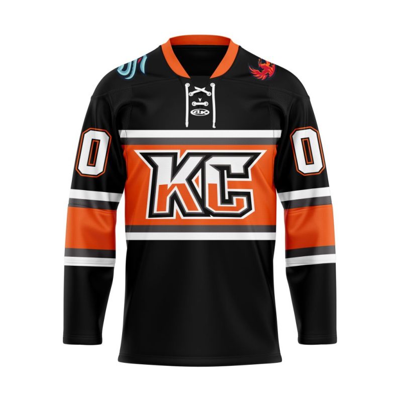 ECHL Kansas City Mavericks Personalized Black Lace Hockey Jersey
