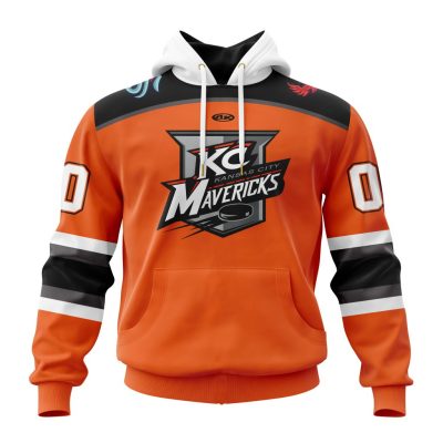ECHL Kansas City Mavericks Personalized Orange Design Unisex Hoodie