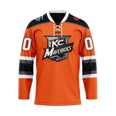 ECHL Kansas City Mavericks Personalized Orange Lace Hockey Jersey