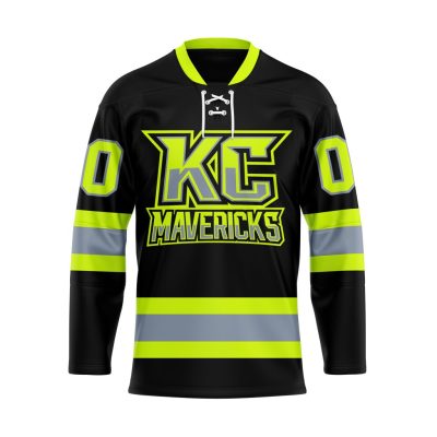ECHL Kansas City Mavericks Special Firefighters Design Lace Hockey Jersey