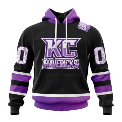 ECHL Kansas City Mavericks Special Hockey Fights Cancer Design Unisex Hoodie