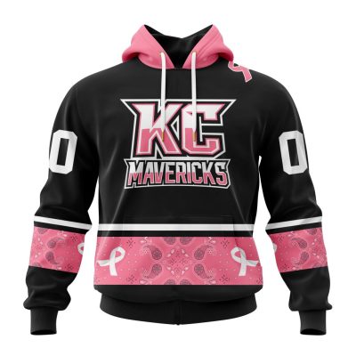 ECHL Kansas City Mavericks Special Pink Paisley Fights Breast Cancer Design Unisex Hoodie