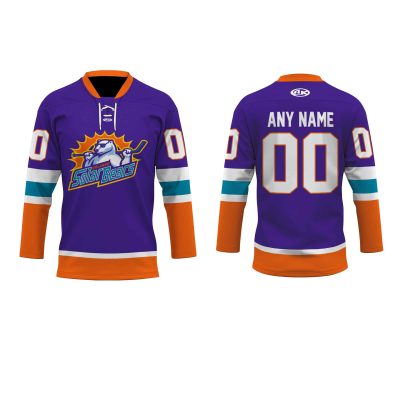 ECHL Orlando Solar Bears Personalized Purple Lace Hockey Jersey