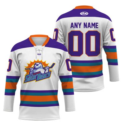 ECHL Orlando Solar Bears Personalized White Lace Hockey Jersey