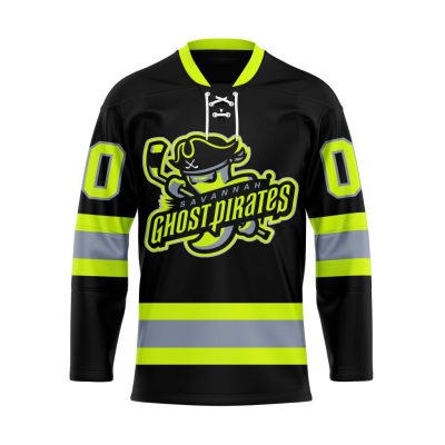 ECHL Savannah Ghost Pirates Special Firefighters Design Lace Hockey Jersey