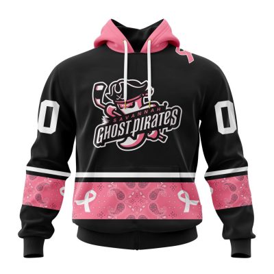 ECHL Savannah Ghost Pirates Special Pink Paisley Fights Breast Cancer Design Unisex Hoodie