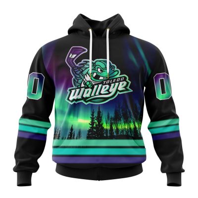 ECHL Toledo Walleye Design With Northern Lights Unisex Hoodie