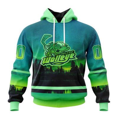 ECHL Toledo Walleye Design With Northern Lights Unisex Hoodie
