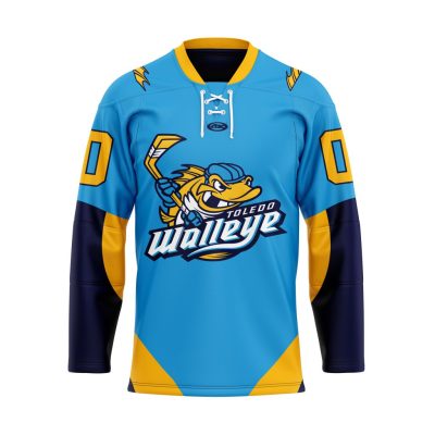 ECHL Toledo Walleye Personalized Blue Lace Hockey Jersey