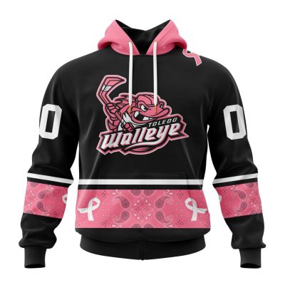 ECHL Toledo Walleye Special Pink Paisley Fights Breast Cancer Design Unisex Hoodie
