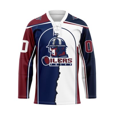 ECHL Tulsa Oilers Personalized Mix Design Lace Hockey Jersey