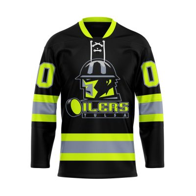 ECHL Tulsa Oilers Special Firefighters Design Lace Hockey Jersey