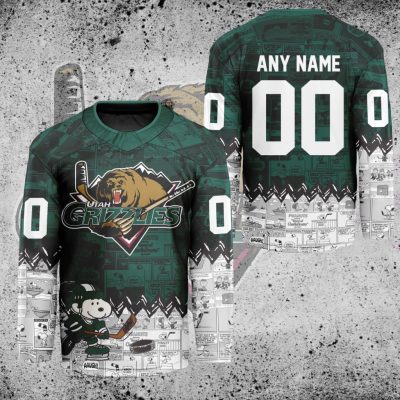 ECHL Utah Grizzlies Peanuts 75th Anniversary Hockey Jersey