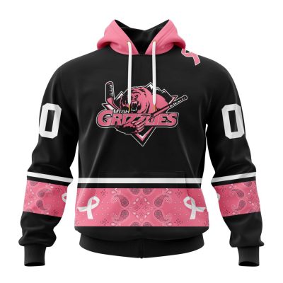 ECHL Utah Grizzlies Special Pink Paisley Fights Breast Cancer Design Unisex Hoodie