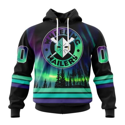 ECHL Wheeling Nailers Design With Northern Lights Unisex Hoodie