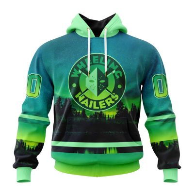ECHL Wheeling Nailers Design With Northern Lights Unisex Hoodie