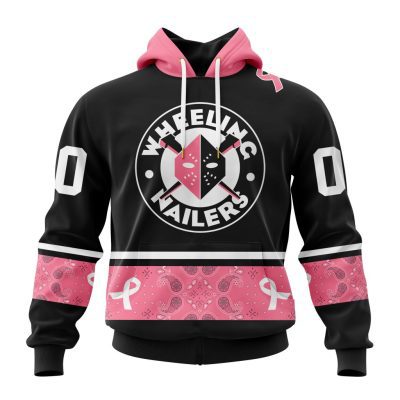 ECHL Wheeling Nailers Special Pink Paisley Fights Breast Cancer Design Unisex Hoodie
