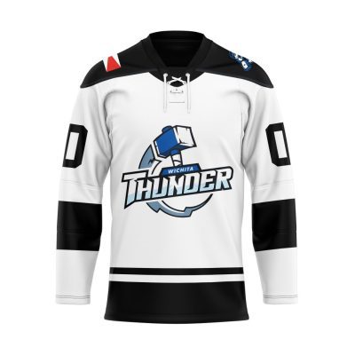 ECHL Wichita Thunder Personalized White Lace Hockey Jersey