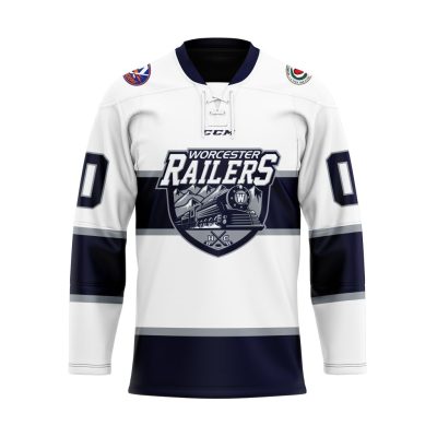 ECHL Worcester Railers Personalized White Lace Hockey Jersey
