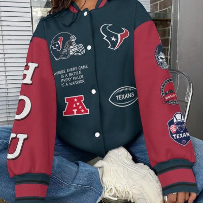 Houston Texans National Football League Varsity Jacket Baseball Button Jacket BJA1257