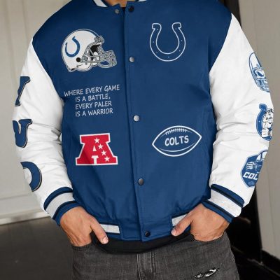 Indianapolis Colts National Football League Varsity Jacket Baseball Button Jacket BJA1281