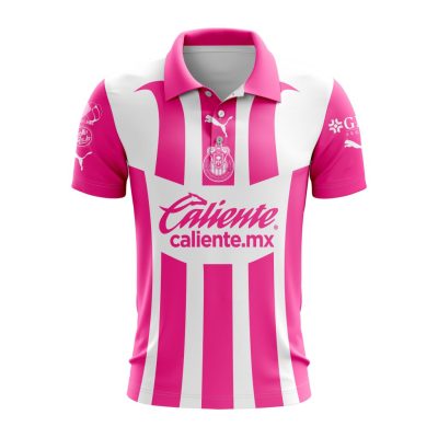 Liga MX Chivas De Guadalajara 2023 Pink Polo Shirt
