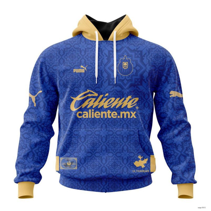 Liga MX Chivas Guadalajara Hoodie Pullover 200th Anniversary Special Blue Color