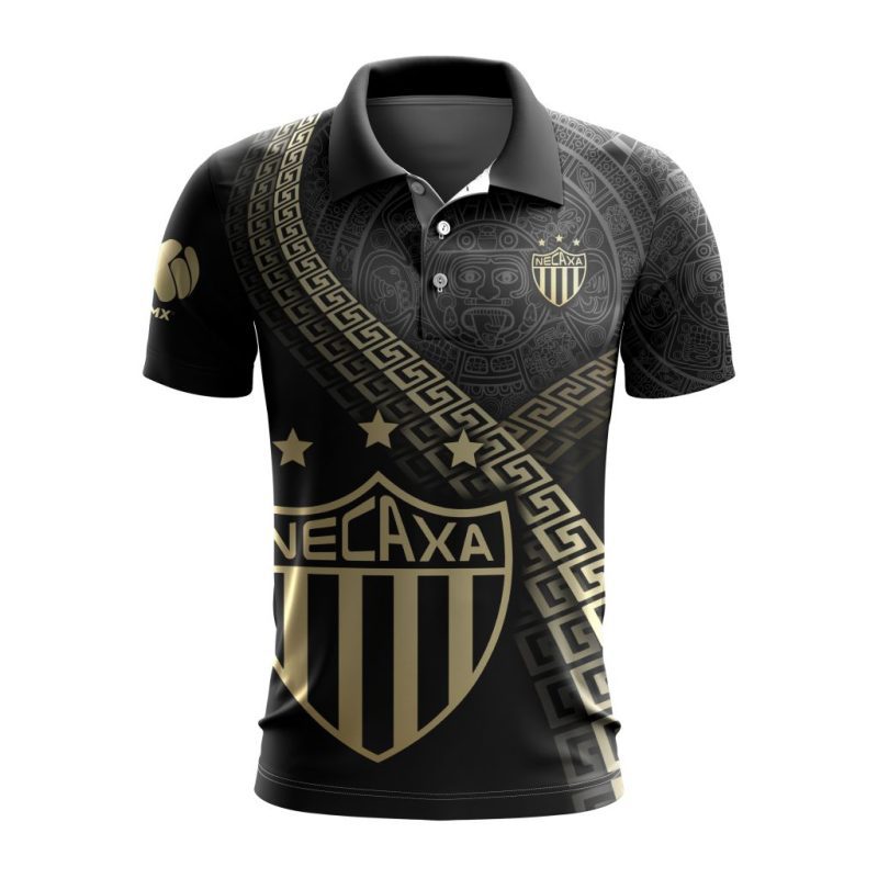 Liga MX Club Necaxa Special Black And Gold Design Polo Shirt