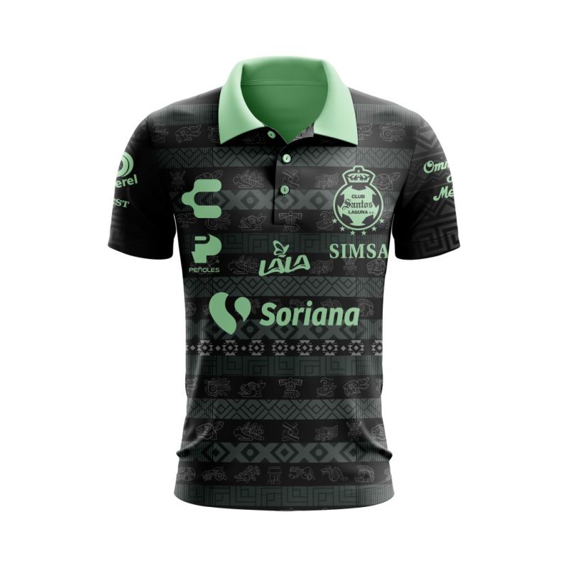 Liga MX Club Santos Laguna 2023-2024 Away Aztec Design Polo Shirt