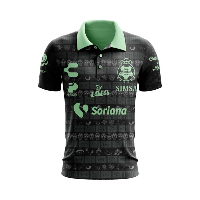 Liga MX Club Santos Laguna 2023 2024 Away Dia De Muertos Design Polo Shirt