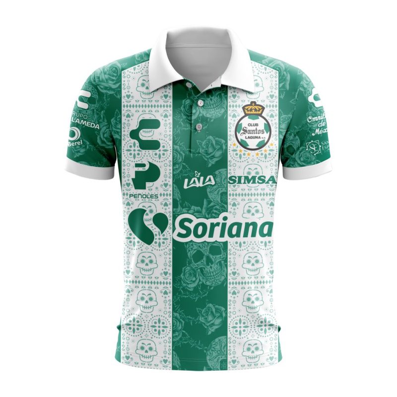 Liga MX Club Santos Laguna Special 2024 Home Dia De Muertos Design Polo Shirt