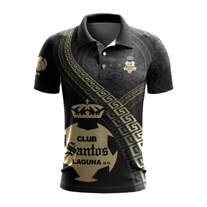 Liga MX Club Santos Laguna Special Black And Gold Design Polo Shirt