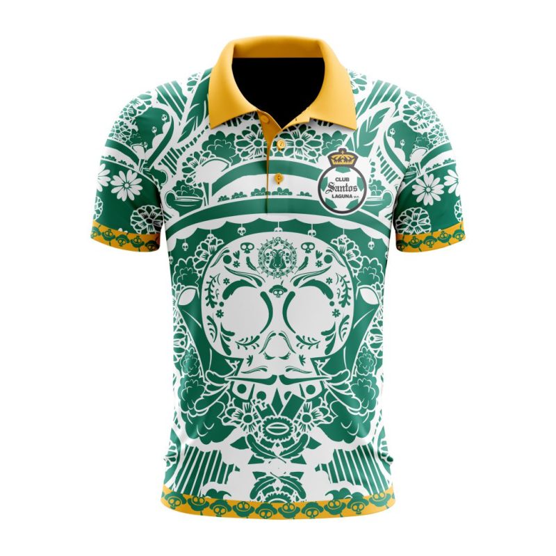 Liga MX Club Santos Laguna Special Dia De Muertos Design Polo Shirt