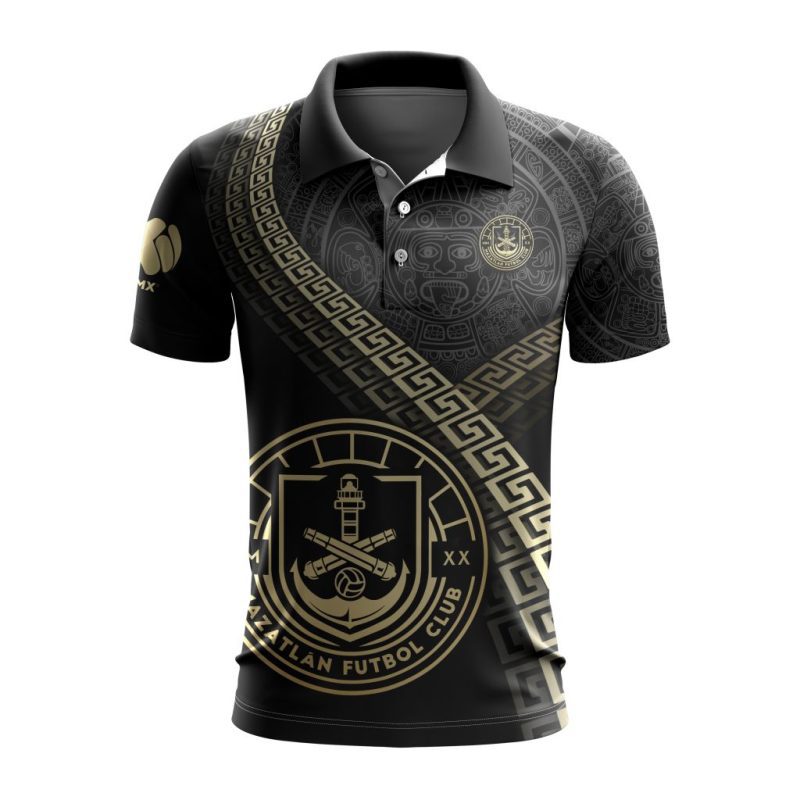 Liga MX Mazatlan F.C Special Black And Gold Design Polo Shirt