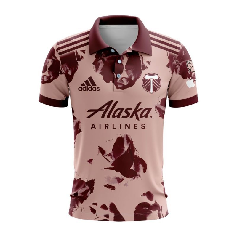 MLS Portland Timbers 2023 Away Heritage Rose Custom Polo Shirt