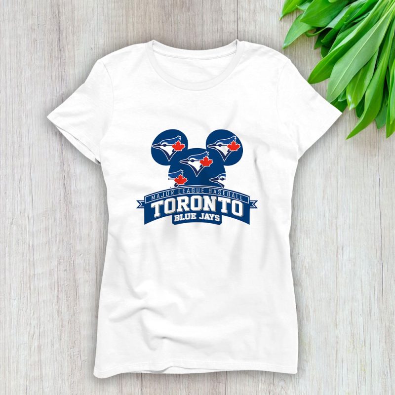 Mickey Mouse X Toronto Blue Jays Team X MLB X Baseball Fans Lady T-Shirt Women Tee For Fans TLT3191