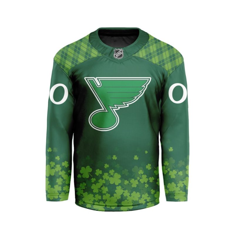 NHL St. Louis Blues Special Design For St.Patrick's Day Hockey Jersey Collar Logo FHC1004