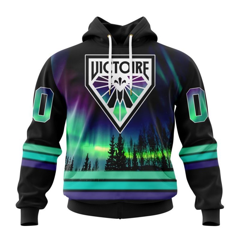 PWHL Montreal Victoire Design With Northern Lights Unisex Hoodie