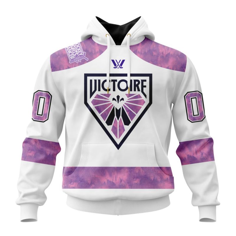 PWHL Montreal Victoire Special Hockey Fight Cancer Design Unisex Hoodie