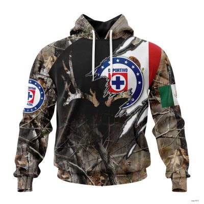 Personalize Liga MX Cruz Azul Hoodie Forest Camo Hunting Pullover