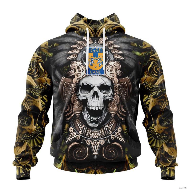 Personalize Liga MX Tigres Uanl Hoodie Special Aztec Skull Design