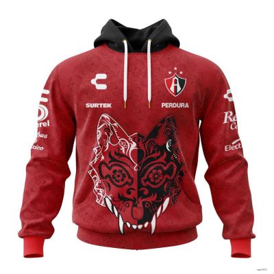 Personalized Liga MX Atlas F.C Hoodie Away Dia De Muertos Design Red Color
